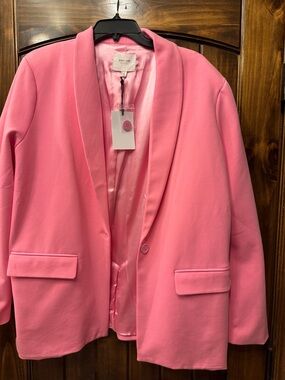 NWT GREY LAB Pink Shawl Collar Single-Button Blazer